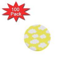 Cute Yellow White Clouds 1  Mini Buttons (100 Pack)  by ConteMonfrey