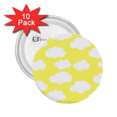 Cute Yellow White Clouds 2 25  Buttons (10 Pack)  by ConteMonfrey