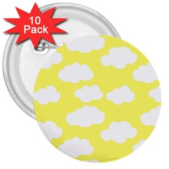 Cute Yellow White Clouds 3  Buttons (10 Pack)  by ConteMonfrey