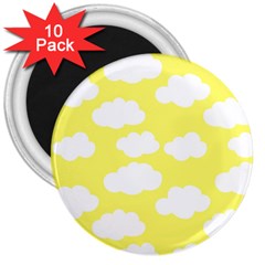 Cute Yellow White Clouds 3  Magnets (10 Pack)  by ConteMonfrey