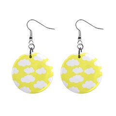 Cute Yellow White Clouds Mini Button Earrings by ConteMonfrey