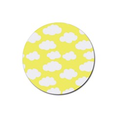 Cute Yellow White Clouds Rubber Round Coaster (4 Pack) by ConteMonfrey