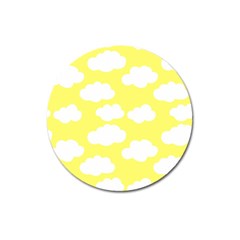 Cute Yellow White Clouds Magnet 3  (round) by ConteMonfrey