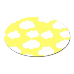 Cute Yellow White Clouds Oval Magnet by ConteMonfrey