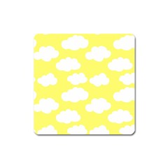 Cute Yellow White Clouds Square Magnet by ConteMonfrey