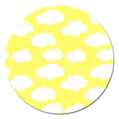 Cute Yellow White Clouds Magnet 5  (round) by ConteMonfrey