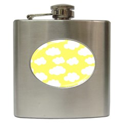 Cute Yellow White Clouds Hip Flask (6 Oz) by ConteMonfrey