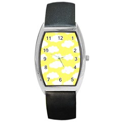 Cute Yellow White Clouds Barrel Style Metal Watch by ConteMonfrey