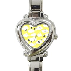 Cute Yellow White Clouds Heart Italian Charm Watch by ConteMonfrey