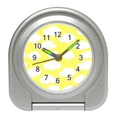 Cute Yellow White Clouds Travel Alarm Clock by ConteMonfrey