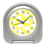 Cute yellow white Clouds Travel Alarm Clock Front