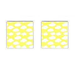 Cute Yellow White Clouds Cufflinks (square) by ConteMonfrey