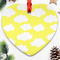 Cute Yellow White Clouds Heart Ornament (two Sides) by ConteMonfrey