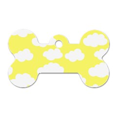 Cute Yellow White Clouds Dog Tag Bone (two Sides) by ConteMonfrey