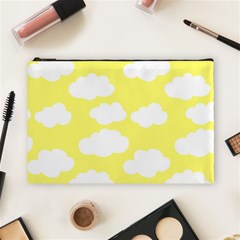 Cute Yellow White Clouds Cosmetic Bag (large) by ConteMonfrey