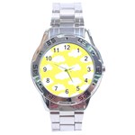 Cute yellow white Clouds Stainless Steel Analogue Watch Front