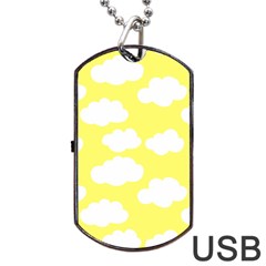 Cute Yellow White Clouds Dog Tag Usb Flash (one Side) by ConteMonfrey