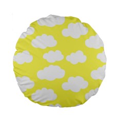 Cute Yellow White Clouds Standard 15  Premium Round Cushions by ConteMonfrey