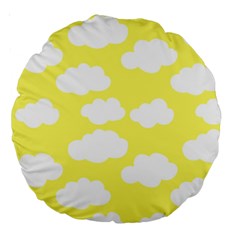 Cute Yellow White Clouds Large 18  Premium Round Cushions by ConteMonfrey