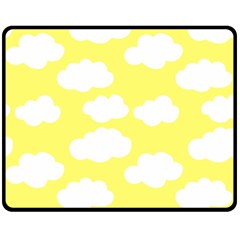 Cute Yellow White Clouds Two Sides Fleece Blanket (medium) by ConteMonfrey