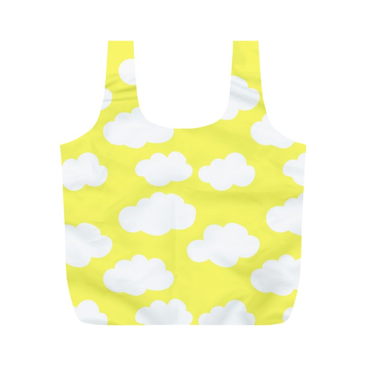 Cute yellow white Clouds Full Print Recycle Bag (M)