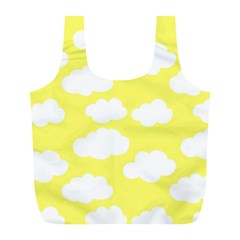 Cute Yellow White Clouds Full Print Recycle Bag (l) by ConteMonfrey