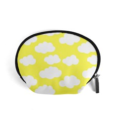 Cute Yellow White Clouds Accessory Pouch (small) by ConteMonfrey