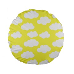 Cute Yellow White Clouds Standard 15  Premium Flano Round Cushions by ConteMonfrey