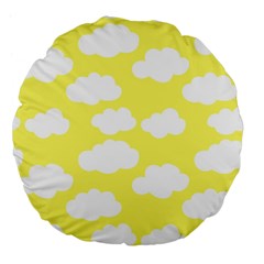 Cute Yellow White Clouds Large 18  Premium Flano Round Cushions by ConteMonfrey