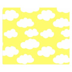 Cute Yellow White Clouds Two Sides Premium Plush Fleece Blanket (small) by ConteMonfrey