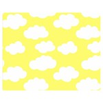 Cute yellow white Clouds Two Sides Premium Plush Fleece Blanket (Medium) 60 x50  Blanket Front