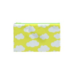 Cute Yellow White Clouds Cosmetic Bag (xs) by ConteMonfrey