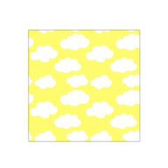 Cute Yellow White Clouds Satin Bandana Scarf 22  X 22  by ConteMonfrey