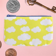 Cute Yellow White Clouds Large Coin Purse by ConteMonfrey