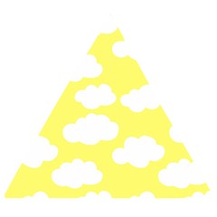 Cute Yellow White Clouds Wooden Puzzle Triangle by ConteMonfrey