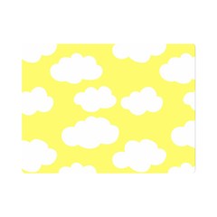 Cute Yellow White Clouds Premium Plush Fleece Blanket (mini) by ConteMonfrey