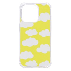 Cute Yellow White Clouds Iphone 14 Pro Tpu Uv Print Case