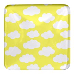 Cute Yellow White Clouds Square Glass Fridge Magnet (4 Pack) by ConteMonfrey