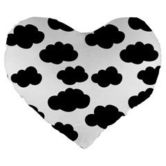 Black Clouds Large 19  Premium Heart Shape Cushions by ConteMonfrey