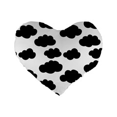 Black Clouds Standard 16  Premium Flano Heart Shape Cushions by ConteMonfrey