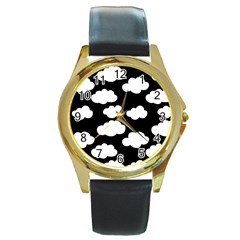 Bw Clouds Round Gold Metal Watch by ConteMonfrey