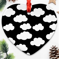 Bw Clouds Heart Ornament (two Sides) by ConteMonfrey