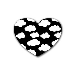 Bw Clouds Rubber Coaster (heart) by ConteMonfrey