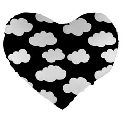 Bw Clouds Large 19  Premium Heart Shape Cushions by ConteMonfrey