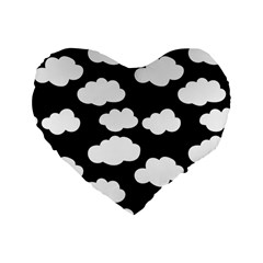 Bw Clouds Standard 16  Premium Flano Heart Shape Cushions by ConteMonfrey