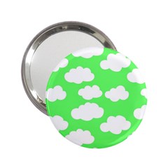 Green And White Cute Clouds  2 25  Handbag Mirrors by ConteMonfrey