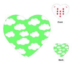 Green and white cute Clouds  Playing Cards Single Design (Heart)