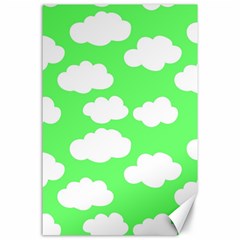 Green And White Cute Clouds  Canvas 24  X 36  by ConteMonfrey