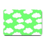 Green and white cute Clouds  Small Doormat 24 x16  Door Mat