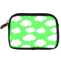 Green and white cute Clouds  Digital Camera Leather Case